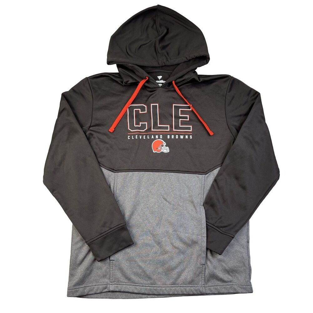Fanatics Cleveland Browns NFL Football Hoodie Mens Medium Brown Gray Pullover